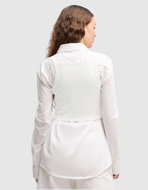 เสื้อกล้ามผู้หญิง Essentials Ribbed Tight Crop