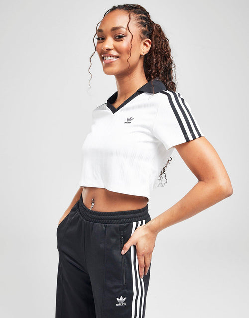 เสื้อแขนสั้นผู้หญิง Adicolor Football Jacquard V-Neck Crop Polo