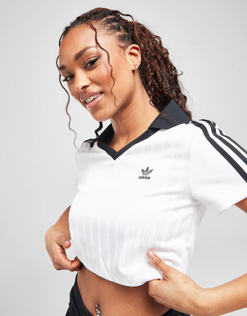 เสื้อแขนสั้นผู้หญิง Adicolor Football Jacquard V-Neck Crop Polo