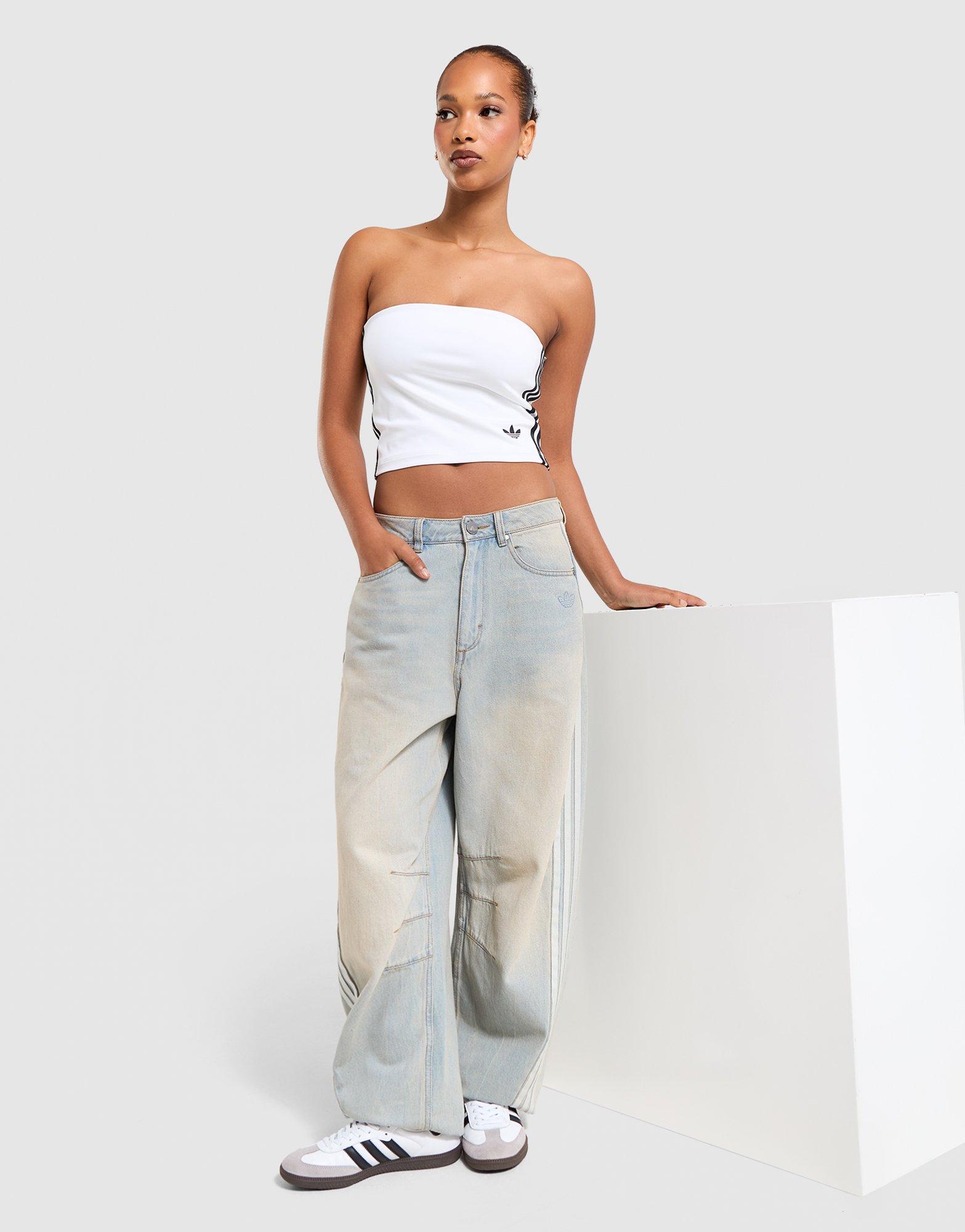 กางเกงขายาวผู้หญิง Adilenium Season 3 Banana Fitted Washed Denim