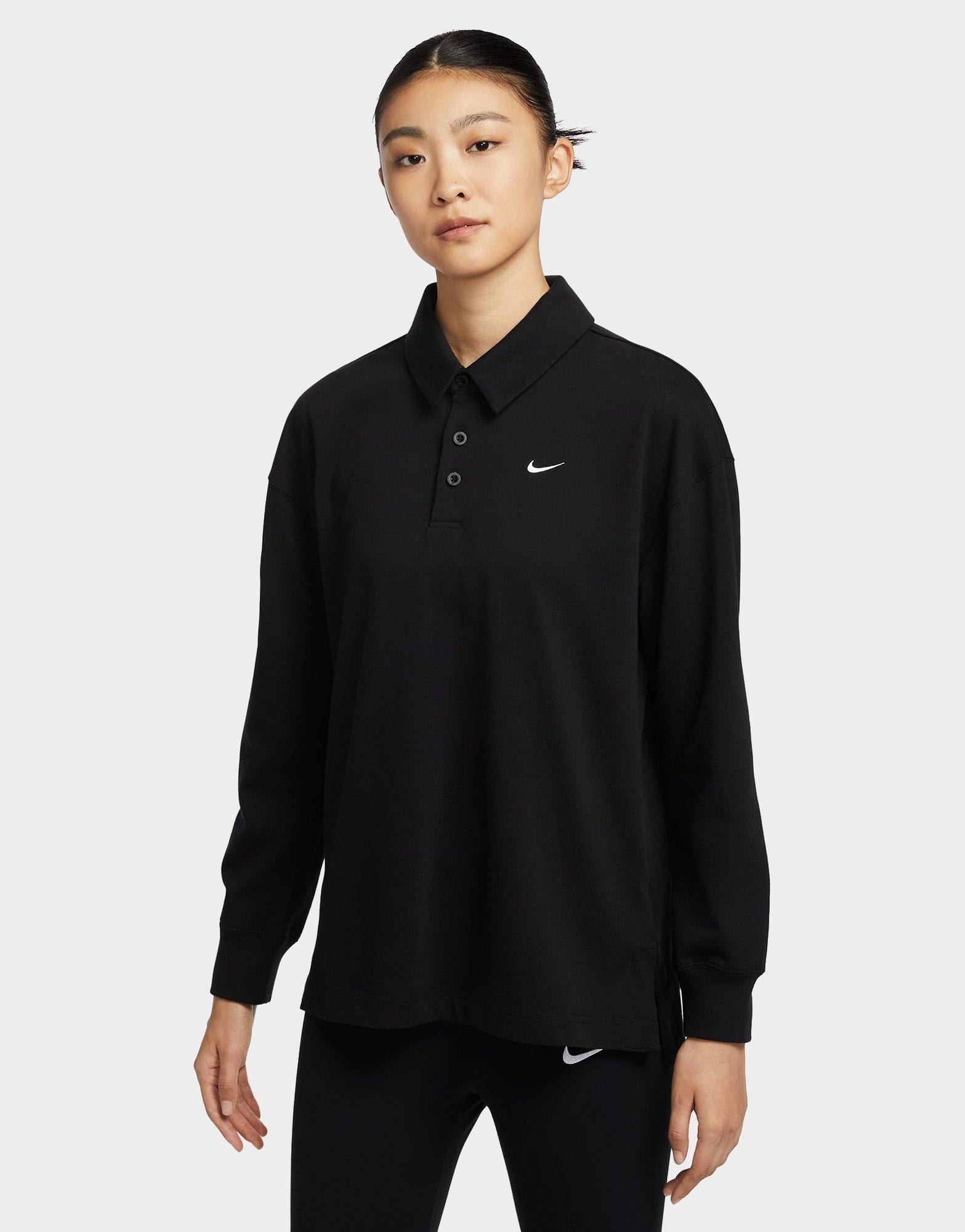 เสื้อแขนยาวผู้หญิง Oversized Long-Sleeve Polo