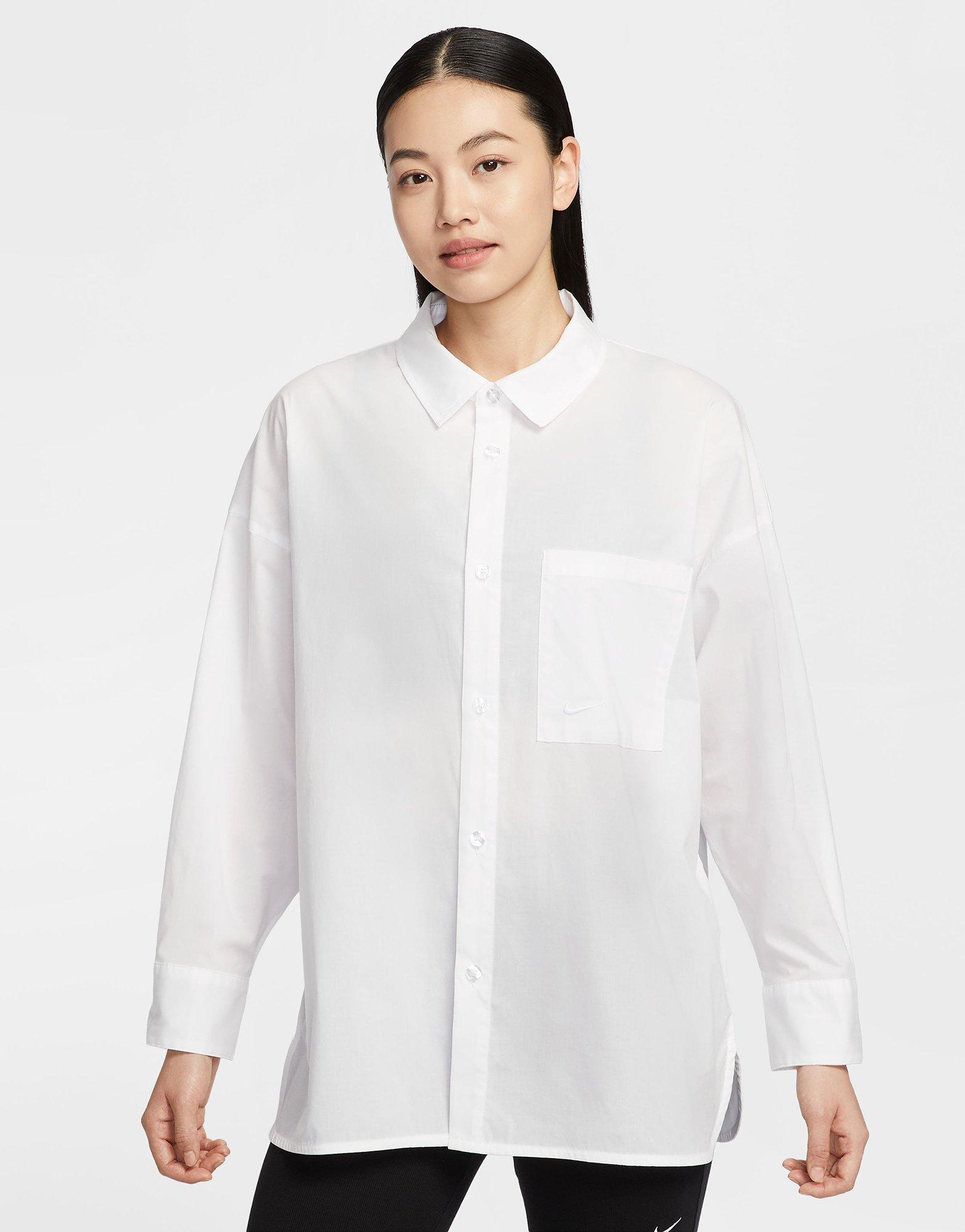 เสื้อแขนยาวผู้หญิง Sportswear Chill Poplin Loose Button-Up