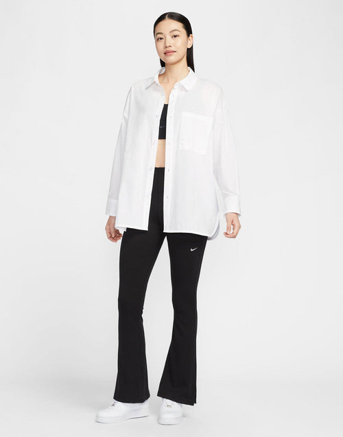 เสื้อแขนยาวผู้หญิง Sportswear Chill Poplin Loose Button-Up