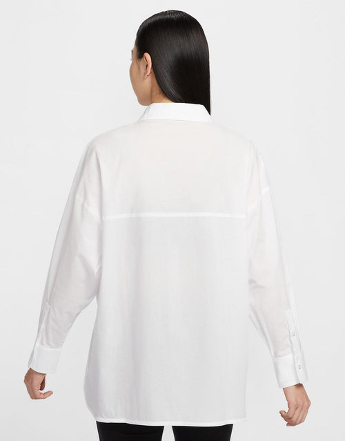 เสื้อแขนยาวผู้หญิง Sportswear Chill Poplin Loose Button-Up