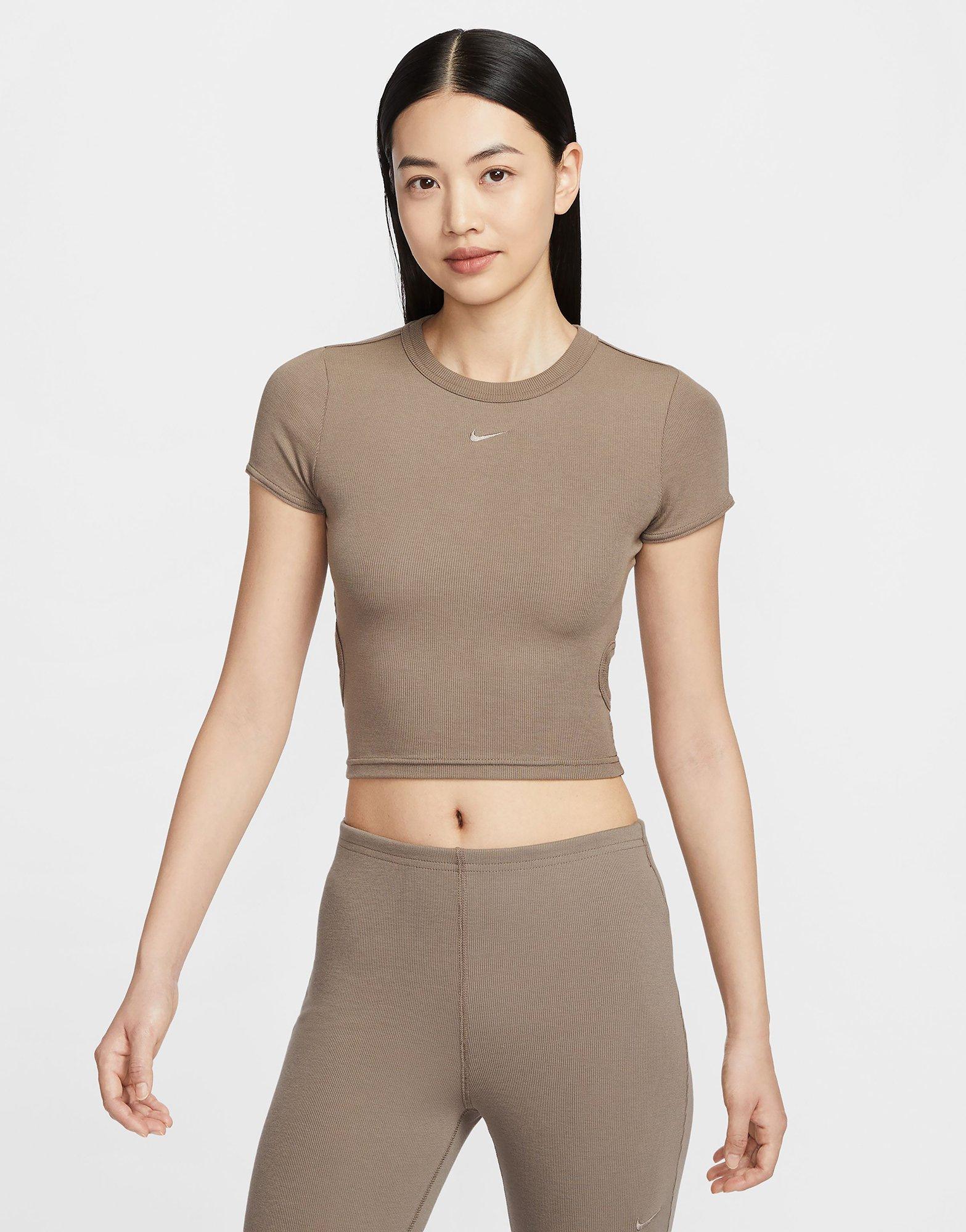 เสื้อแขนสั้นผู้หญิง Sportswear Chill Knit Cropped Mini-Rib