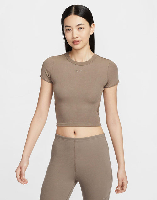 เสื้อแขนสั้นผู้หญิง Sportswear Chill Knit Cropped Mini-Rib