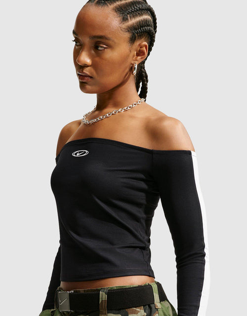 เสื้อแขนยาวผู้หญิง Sportswear Off-Shoulder