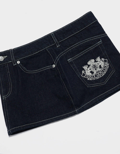 กระโปรงผู้หญิง Dog Crest Stud Denim