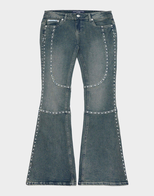กางเกงขายาวผู้หญิง Stud Moto Flare Denim