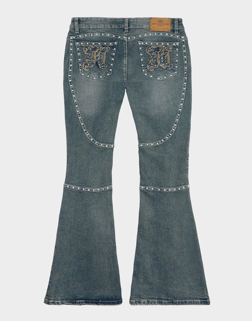 กางเกงขายาวผู้หญิง Stud Moto Flare Denim