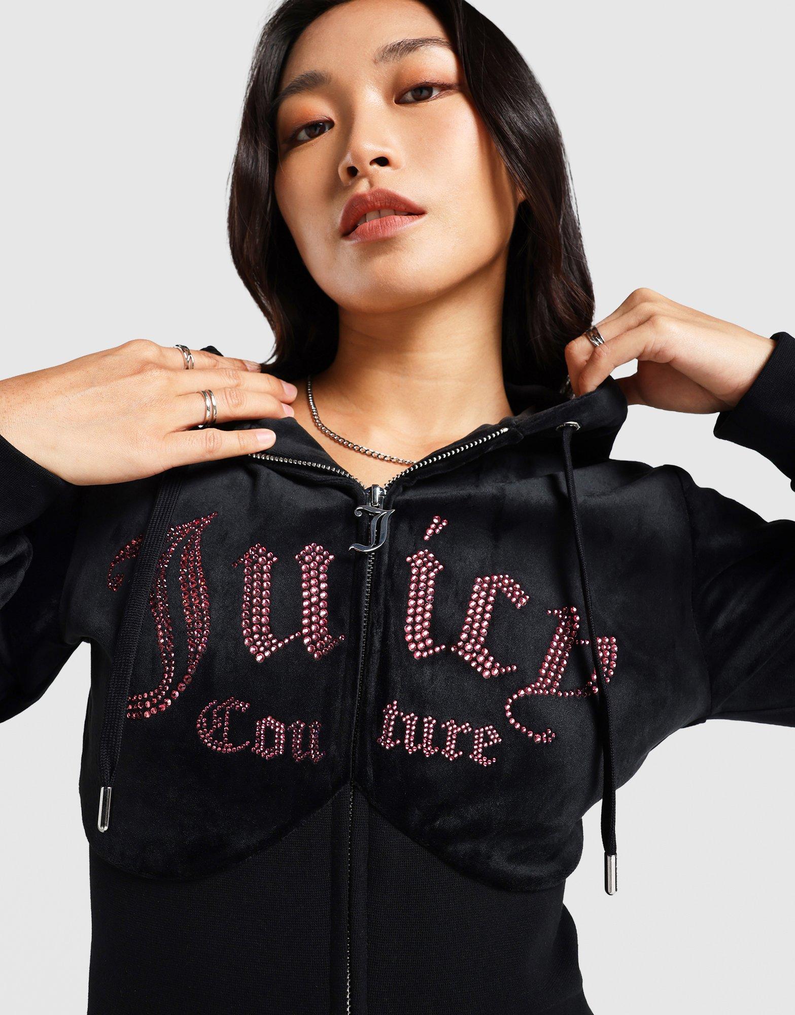 เสื้อฮู้ดดี้ผู้หญิง Full Zip Velour Crystal