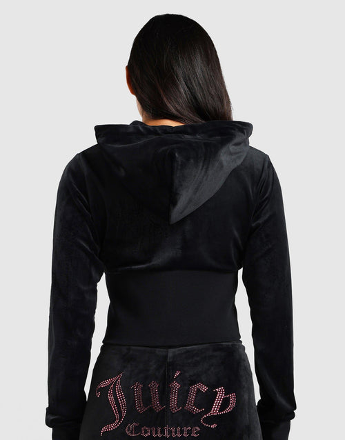 เสื้อฮู้ดดี้ผู้หญิง Full Zip Velour Crystal