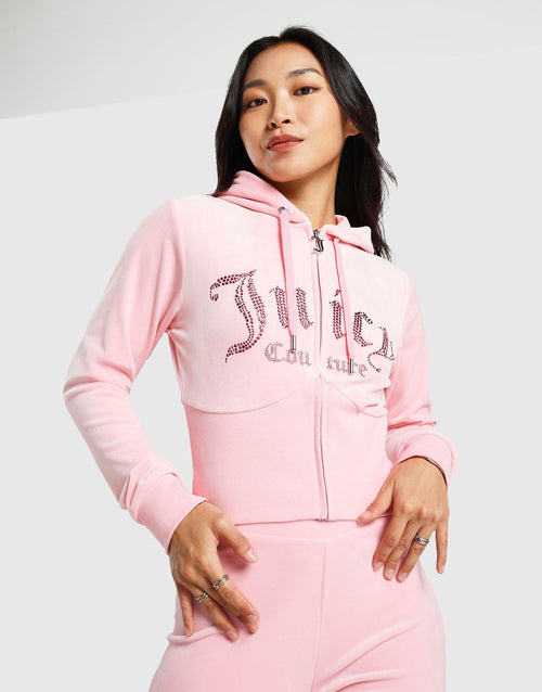 เสื้อฮู้ดดี้ผู้หญิง Full Zip Velour Crystal