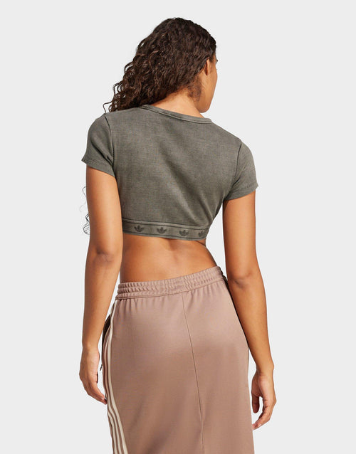 เสื้อแขนสั้นผู้หญิง Ribbed Crop