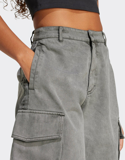 กางเกงขาสั้นผู้หญิง Washed Cargo Twill Jorts