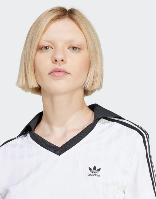 เสื้อแขนสั้นผู้หญิง Adicolor Football Jacquard V-Neck Crop Polo