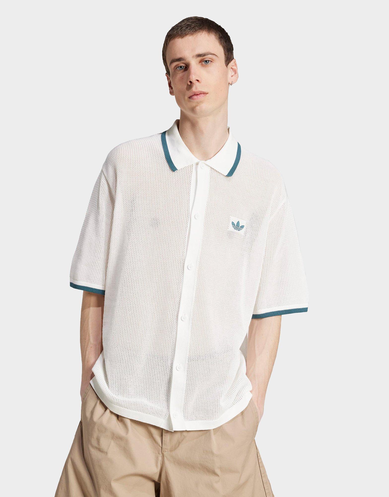 เสื้อแขนสั้นผู้ชาย Button Down Knitted