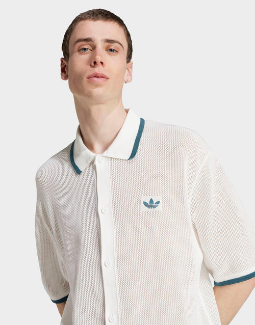 เสื้อแขนสั้นผู้ชาย Button Down Knitted