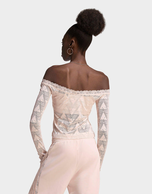 เสื้อแขนยาวผู้หญิง Lace Bardot