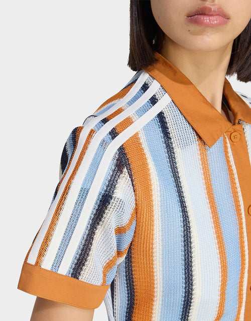 เสื้อแขนสั้นผู้หญิง Summer Glow Striped Cropped Polo