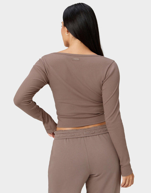 เสื้อแขนยาวผู้หญิง Modal Rib Cardigan