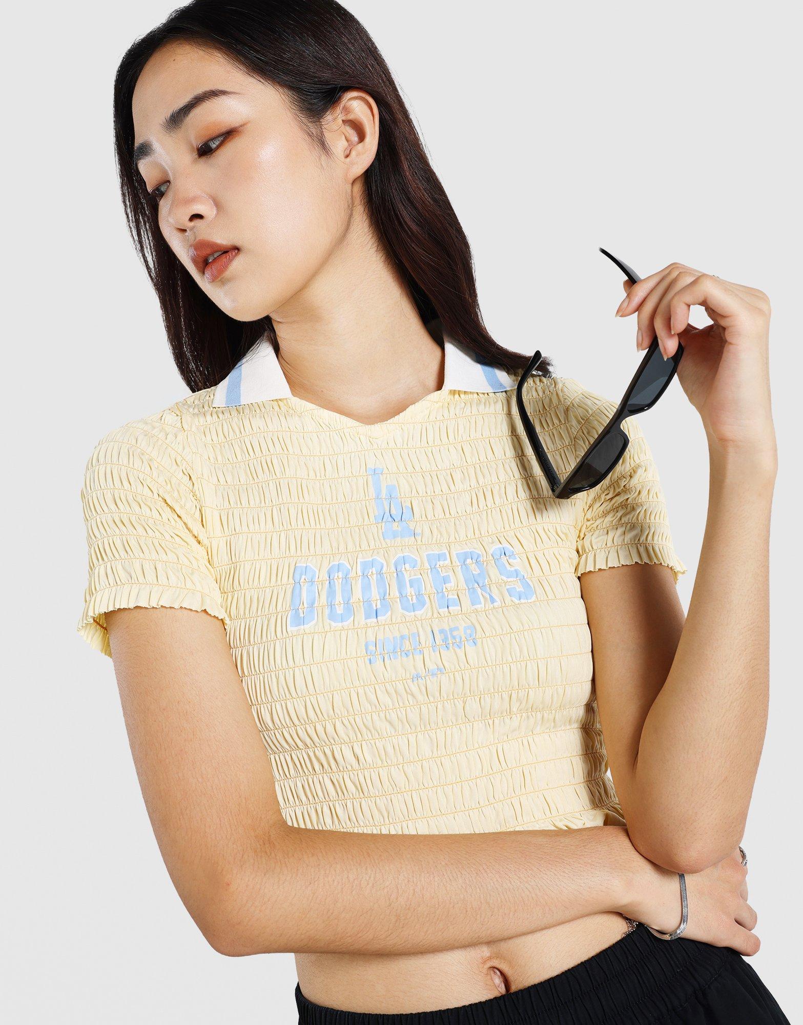 เสื้อแขนสั้นผู้หญิง Home Run City Shirred Back LA Dodgers