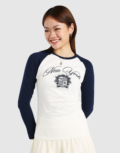 เสื้อแขนยาวผู้หญิง NY Yankees Raglan
