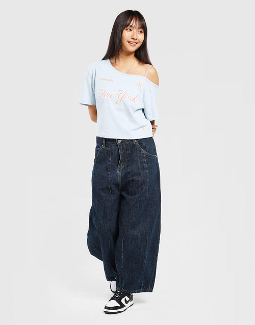 เสื้อแขนสั้นผู้หญิง One-Shoulder Baby NY Yankees