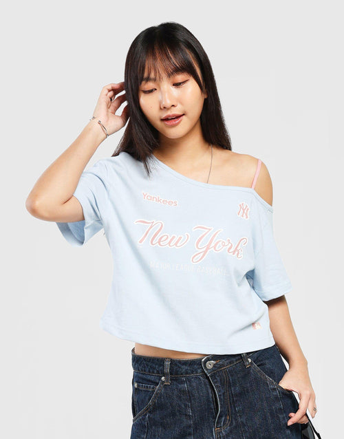 เสื้อแขนสั้นผู้หญิง One-Shoulder Baby NY Yankees