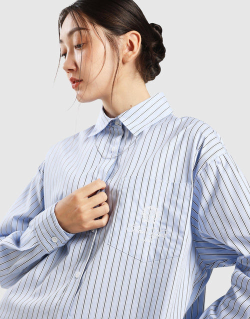 เสื้อแขนยาวผู้หญิง Oversized Stripe NY Yankees