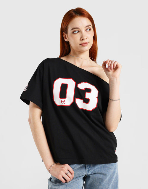 เสื้อแขนสั้นผู้หญิง Off Shoulder NY Yankees