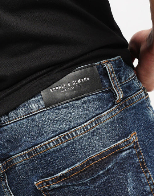 กางเกงขายาวผู้ชาย Turf Jeans Mid Washed