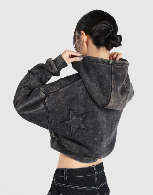เสื้อฮู้ดดี้ผู้หญิง Star Boxy Full Zip