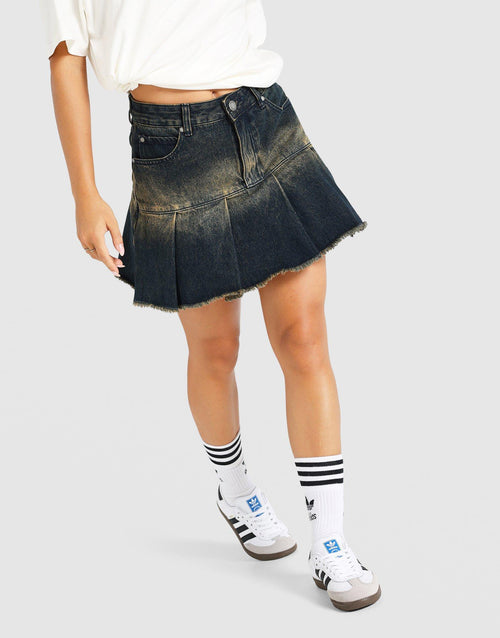 กระโปรงผู้หญิง Star Pleat Denim