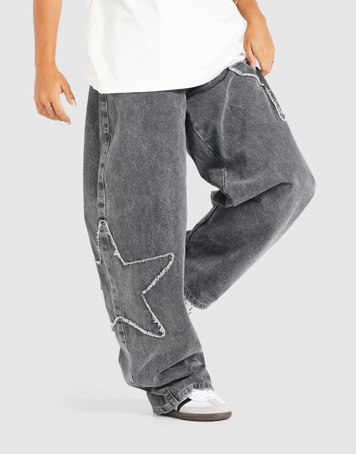 กางเกงขายาวผู้หญิง Star Barrel Denim