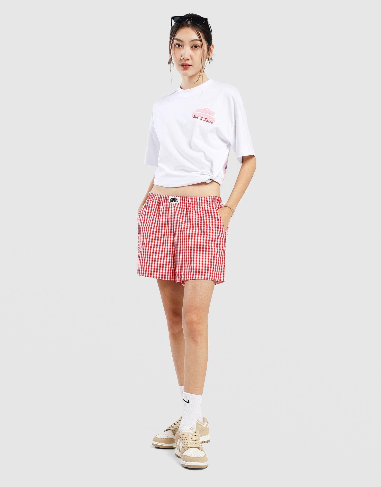 กางเกงขาสั้นผู้หญิง Gingham