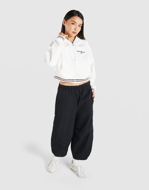 เสื้อฮู้ดดี้ผู้หญิง Rib Crop Full-Zip