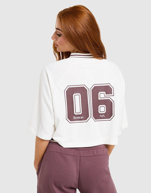 เสื้อแขนสั้นผู้หญิง Crop Rib Sport Jersey